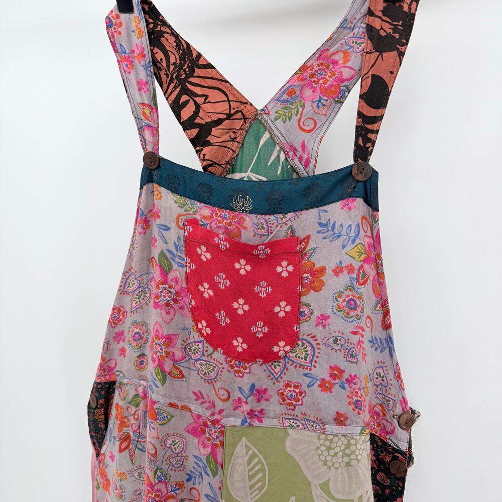 Sacred Threads Boho Patchwork Print Flowy Overalls L/XL Festival Hippie Boho